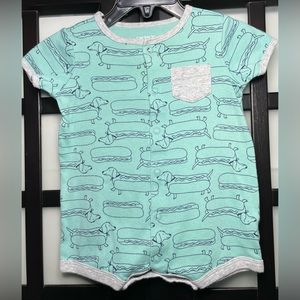 Baby Boy Teal Romper | Hotdog | 6 Months